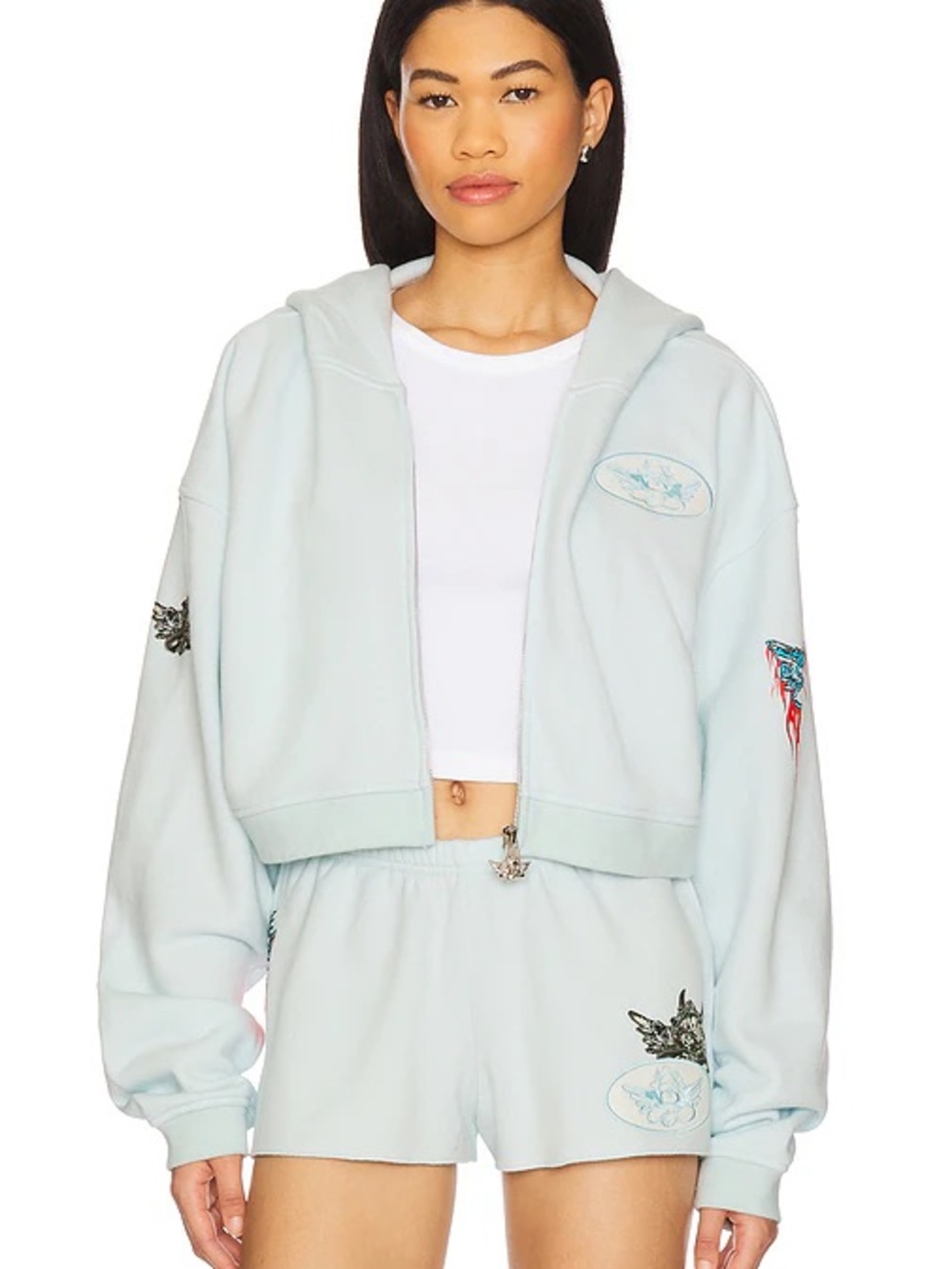 Boys Lie Hoodie and Shorts set, Light blue, Ask me if I care, Size XS